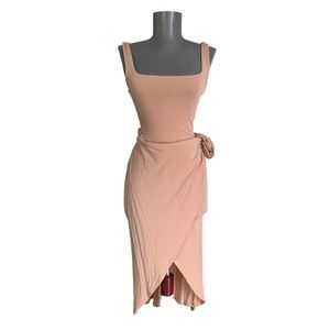 Wilfred Aritzia Taupe Saturn Midi Dress